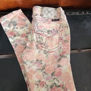 Miss Me Cargo Pink Floral Skinny Jeans with Embroidered Pocket